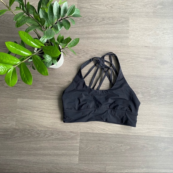 Lululemon Black Cross-Back Long-Line Unpadded Bra - Picture 2 of 6